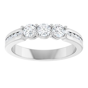 14K White Gold Natural Diamond Round 3.5 Mm Natural Diamond Polished 1/2 Ctw Natural Diamond Anniversary Band Size 7