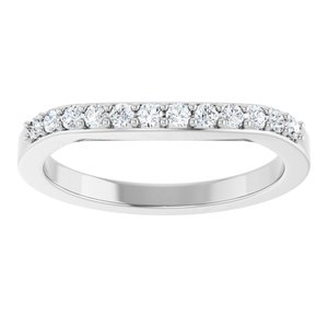 14K White Gold Round 1.7 Mm Polished 1/4 Ctw Natural Diamond Matching Band Size 7
