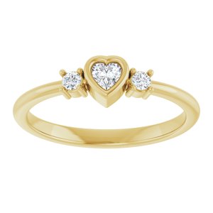 14K Yellow Gold Natural Diamond Heart 3 X 3 Mm Natural Diamond Polished 1/6 Ctw Natural Diamond Ring Size 7