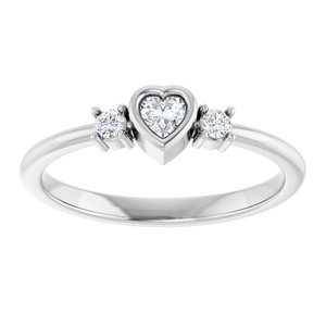 14K White Gold Natural Diamond Heart 3 X 3 Mm Natural Diamond Polished 1/6 Ctw Natural Diamond Ring Size 7