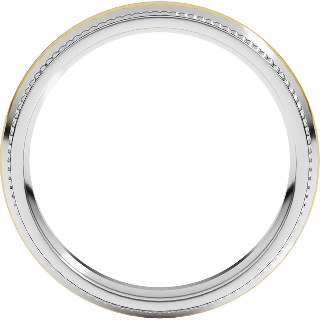 14K White/Yellow Or Yellow/White Gold Standard Half Round Milgrain Comfort-Fit Band