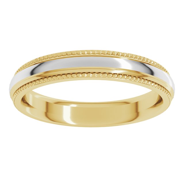 14K White/Yellow Or Yellow/White Gold Standard Half Round Milgrain Comfort-Fit Band