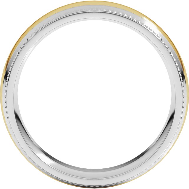 14K White/Yellow Or Yellow/White Gold Standard Half Round Milgrain Comfort-Fit Band