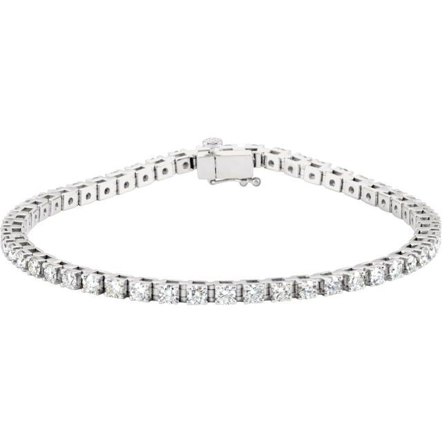 14K White Gold Round 2.7Mm Vs, F+ 7 1/4 In Polished Lab-Grown Diamond Bracelet
