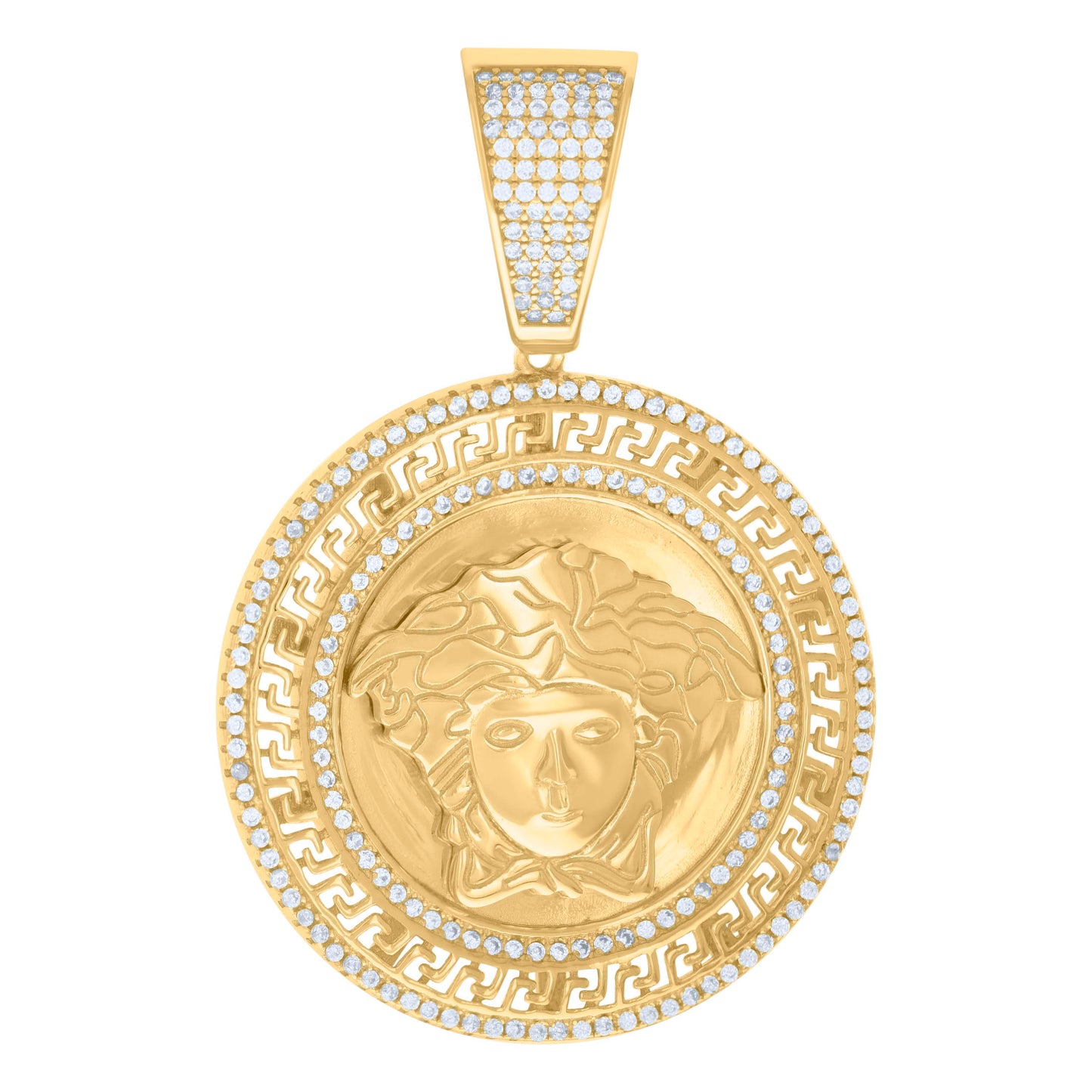 Sterling Silver Mens Cubic-Zirconia Medusa Egyptian Pendant