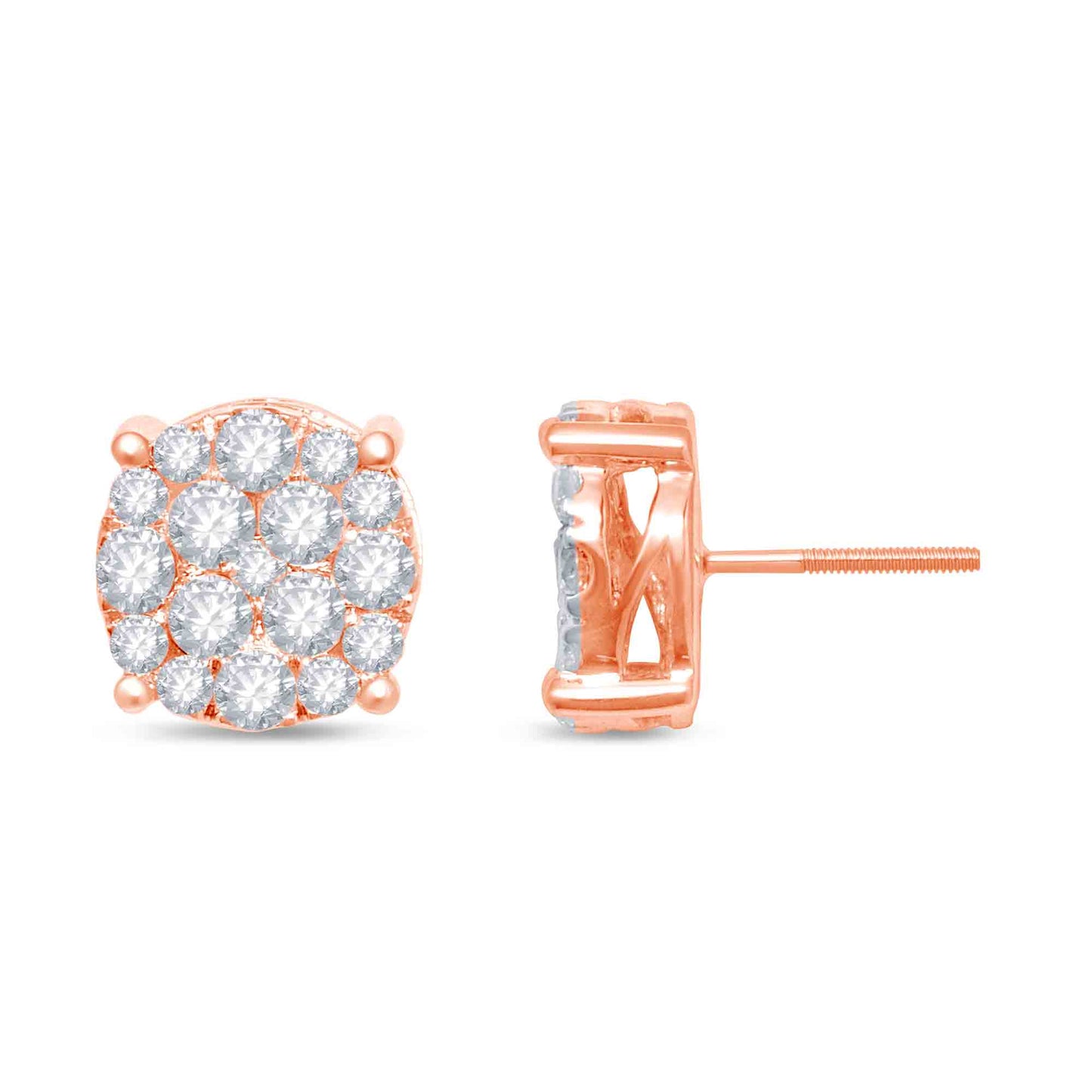 10K Rose Gold 1.97 Cttw Diamond Super Flower Earring
