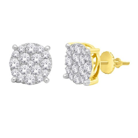14K Yellow Gold 1.52 Cttw Diamond Super Flower Earrings