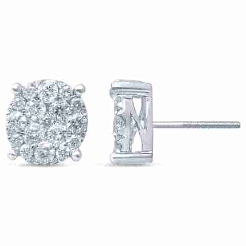 14K White Gold 1.50-1.54 Cttw Diamond Super Flower Earrings