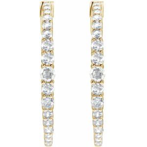 14K Yellow Gold Pair Round Shape 3Mm I1, Gh 1 1/3 Ctw Lab-Grown Diamond Graduated Hoops, Length: 30 Mm, Thickness: 3 Mm