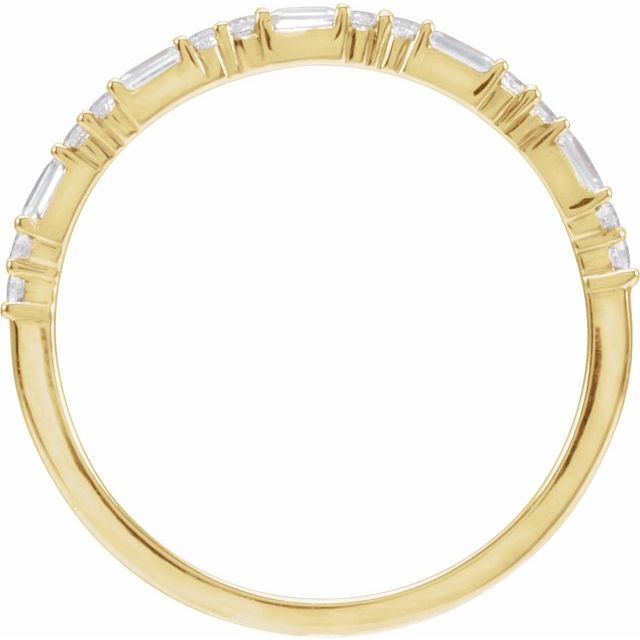 14K Yellow Gold Straight Baguette 2.3 X 1.2 Mm Polished 1/5 Ctw Natural Diamond Stackable Ring, Size 7