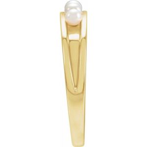 14K Yellow Gold 2.5 Mm Cultured Pearl Stackable Ring Size 7