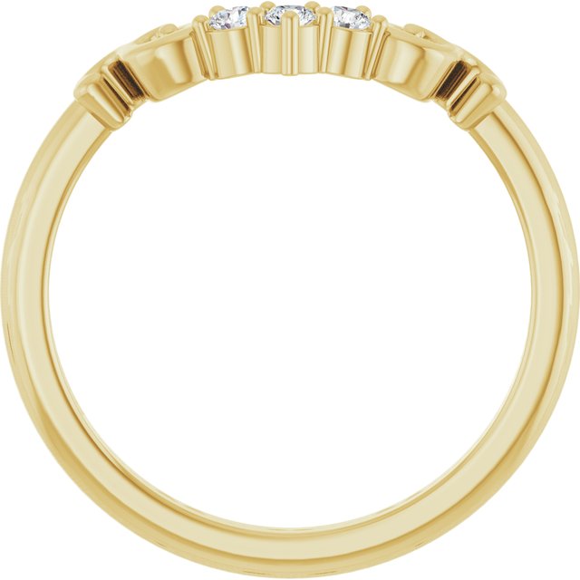 14K Yellow Gold Round 2 Mm Polished 1/10 Ctw Natural Diamond Contour Band, Size 7