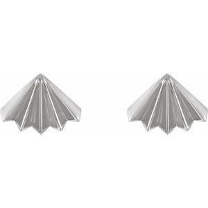 14K White Gold Fan Stud Earrings