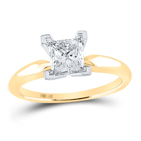 14K Yellow Gold Womens Princess Diamond Solitaire Bridal Wedding Engagement Ring 1 Cttw, Womens Size: 5-10
