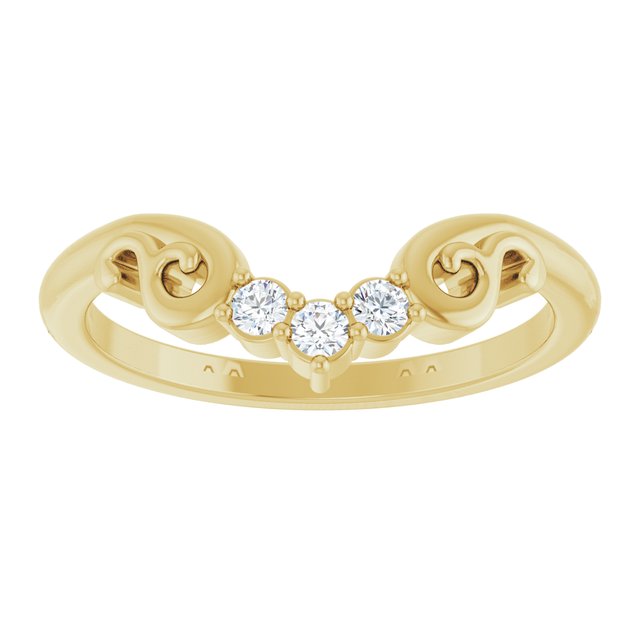 14K Yellow Gold Round 2 Mm Polished 1/10 Ctw Natural Diamond Contour Band, Size 7