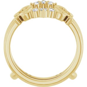 14K Yellow Gold Round 2 Mm Polished 1/5 Ctw Natural Diamond Ring Guard Size 7