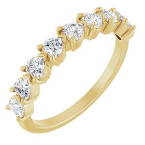 14K Yellow Gold Lab-Grown Diamond Heart 3 X 3 Mm Polished 9/10 Ctw Lab-Grown Diamond Anniversary Band Size 7