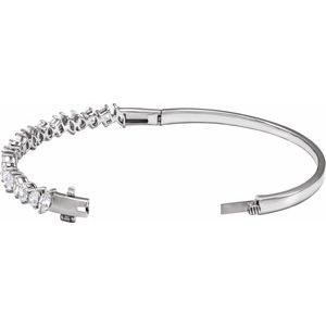 14K White Gold Marquise 5.5 X 2.8Mm G-H Si 4 1/5 Ctw Lab-Grown Diamond Bangle Bracelet, Length: 7 In