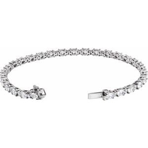 14K White Gold Oval 4 X 3Mm G-H Si 5 1/2 Ctw Lab-Grown Diamond Line Bracelet, Length: 7 In