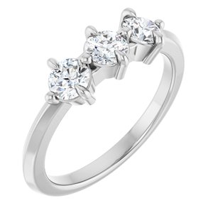 14K White Gold Round 4.1 Mm Polished 3/4 Ctw Natural Diamond Anniversary Band Size 7