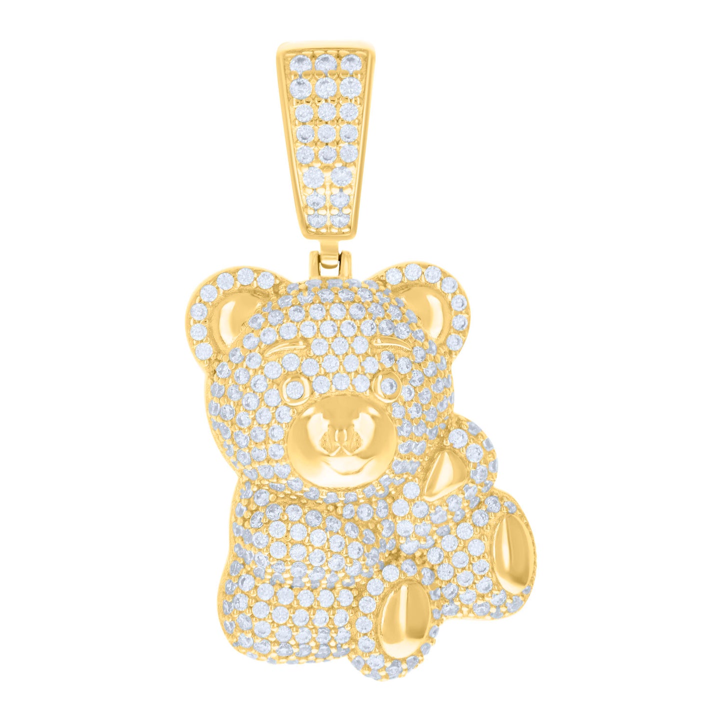 Sterling Silver Unisex Cubic-Zirconia Teddy Bear Fashion Pendant