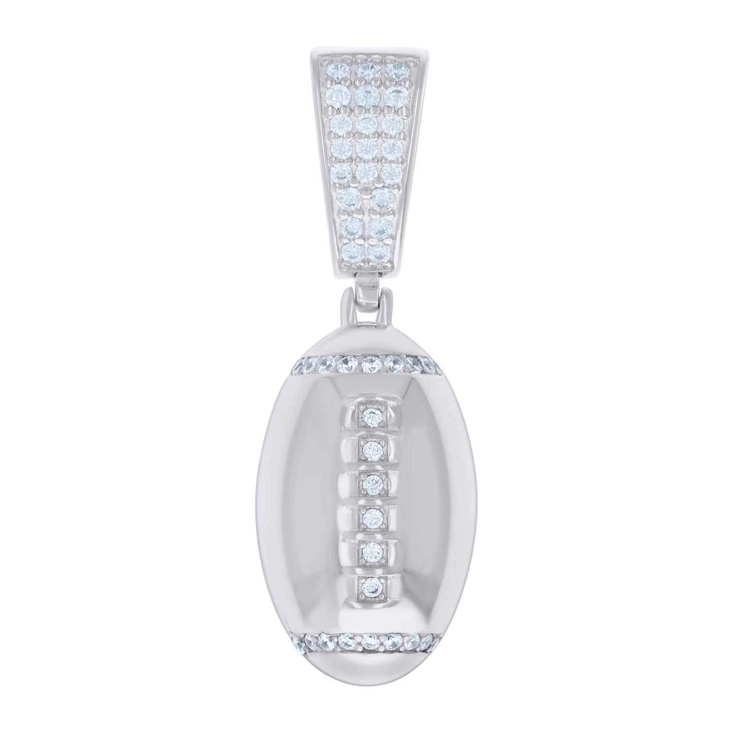 Sterling Silver Mens Cubic-Zirconia Football Sports Pendant