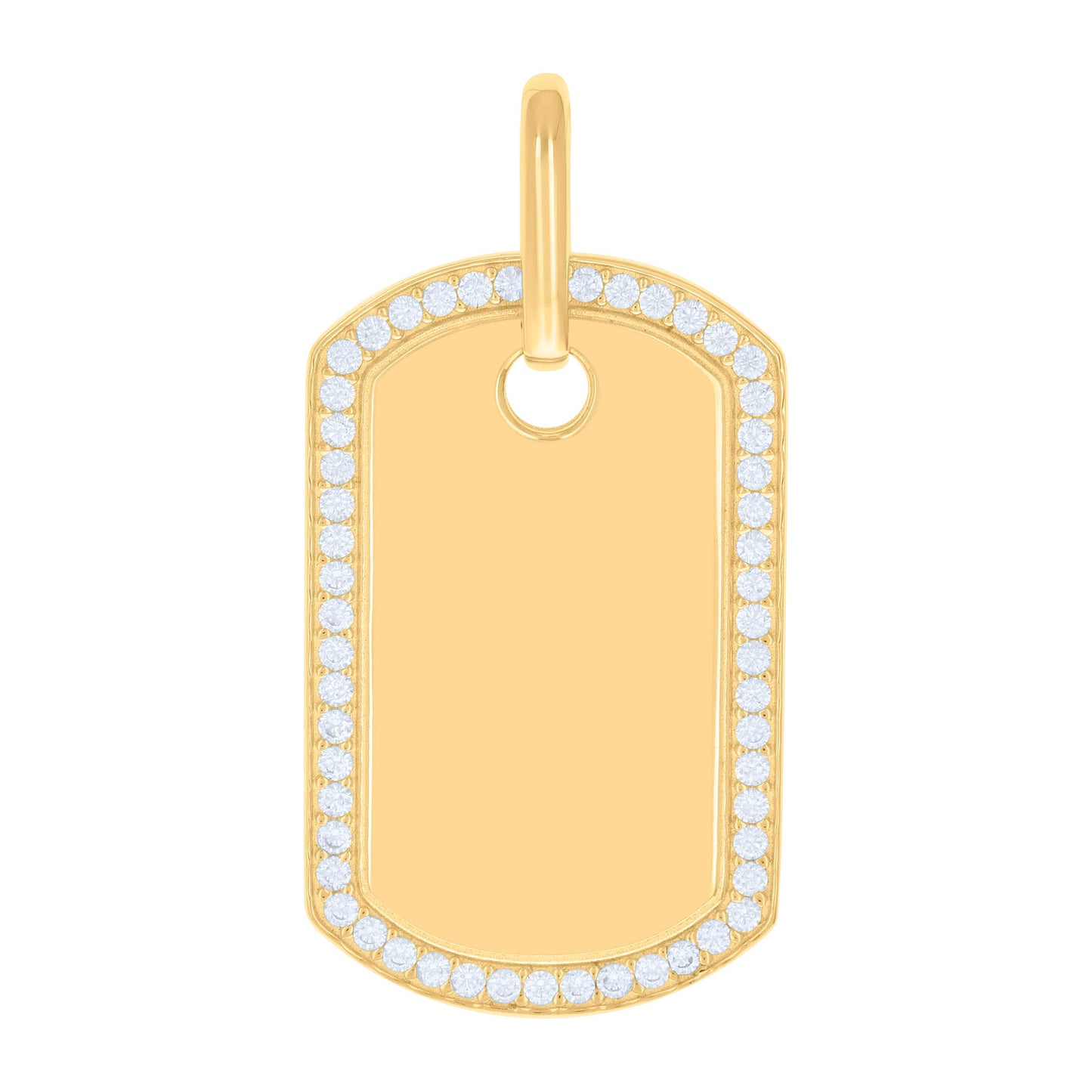 Sterling Silver Mens Cubic-Zirconia Dog Tag Fashion Charm Pendant