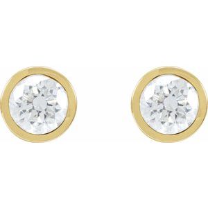 14K Yellow Gold Round 5.8Mm Si1-Si2, Gh 1 1/2 Ctw Lab-Grown Diamond Cocktail-Style Bezel-set Friction Back Earrings