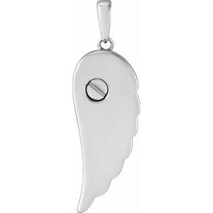Sterling Silver 33.5 X 11 Mm Polished Angel Wing Ash Holder Pendant And Accessory Kit