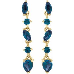 14K Yellow Gold Pear 4 X 3 Mm Natural Blue Sapphire Drop Earrings
