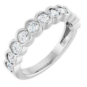 14K White Gold Round 6.5 Mm Vs, F+ :: 1 Ctw Polished 1 Ctw Lab-Grown Diamond Matching Band Size 7