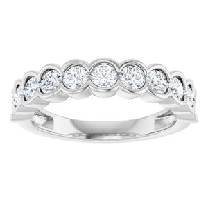 14K White Gold Round 6.5 Mm Vs, F+ :: 1 Ctw Polished 1 Ctw Lab-Grown Diamond Matching Band Size 7