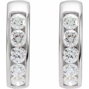 14K White Gold Pair Round Shape 2.5Mm I1, Gh 5/8 Ctw Natural Diamond Hinged Hoop Earrings, Length: 14 Mm, Thickness: 3.5 Mm