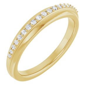 14K Yellow Gold Round 1.3 Mm 1/6 Ctw Lab-Grown Diamond Matching Band Size 7