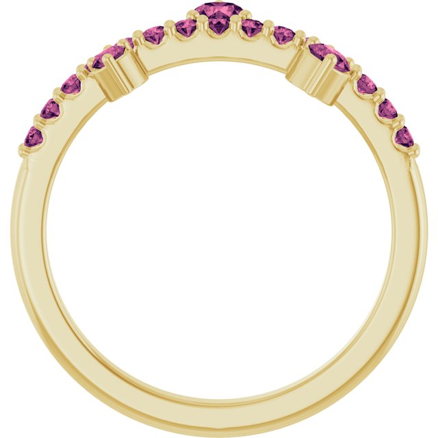 14K Yellow Gold Round 3 Mm Polished Natural Pink Tourmaline Ring, Size 7
