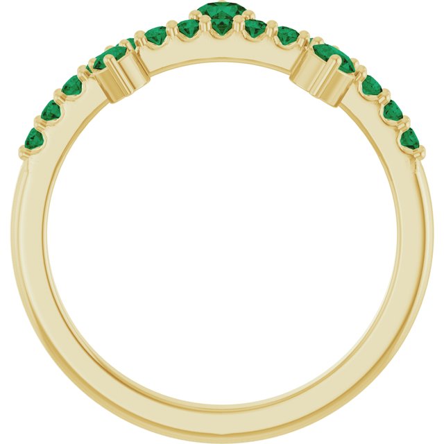 14K Yellow Gold Round 3 Mm Polished Natural Emerald Ring, Size 7