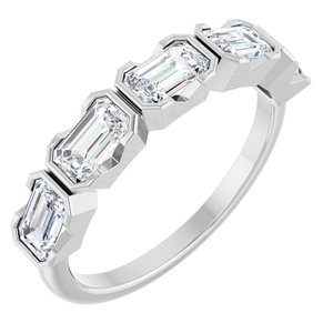 14K White Gold Lab-Grown Diamond Emerald 5 X 3 Mm Polished 1 1/2 Ctw Lab-Grown Diamond Anniversary Band Size 7