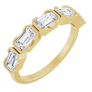 14K Yellow Gold Lab-Grown Diamond Emerald 5 X 3 Mm Polished 1 1/2 Ctw Lab-Grown Diamond Anniversary Band Size 7