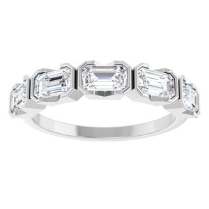 14K White Gold Lab-Grown Diamond Emerald 5 X 3 Mm Polished 1 1/2 Ctw Lab-Grown Diamond Anniversary Band Size 7
