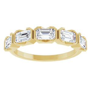 14K Yellow Gold Lab-Grown Diamond Emerald 5 X 3 Mm Polished 1 1/2 Ctw Lab-Grown Diamond Anniversary Band Size 7