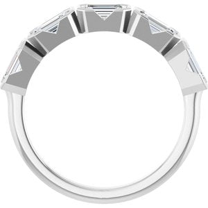 14K White Gold Lab-Grown Diamond Emerald 5 X 3 Mm Polished 1 1/2 Ctw Lab-Grown Diamond Anniversary Band Size 7