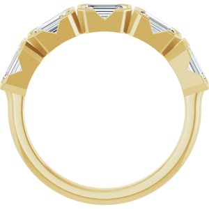 14K Yellow Gold Lab-Grown Diamond Emerald 5 X 3 Mm Polished 1 1/2 Ctw Lab-Grown Diamond Anniversary Band Size 7