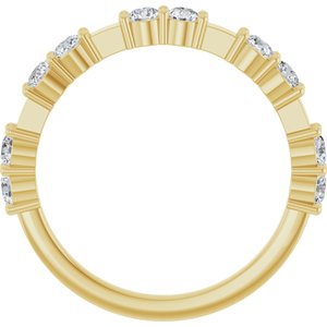 14K Yellow Gold Round 2.5 Mm Polished 5/8 Ctw Lab-Grown Diamond Anniversary Band Size 7