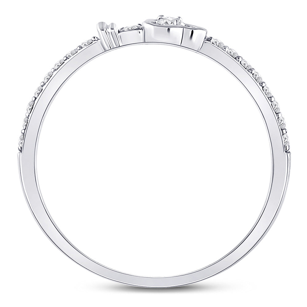 10K Yellow Or White Or Rose Gold Womens Round Diamond Spade Stackable Band Ring , Womens Size: 5-10