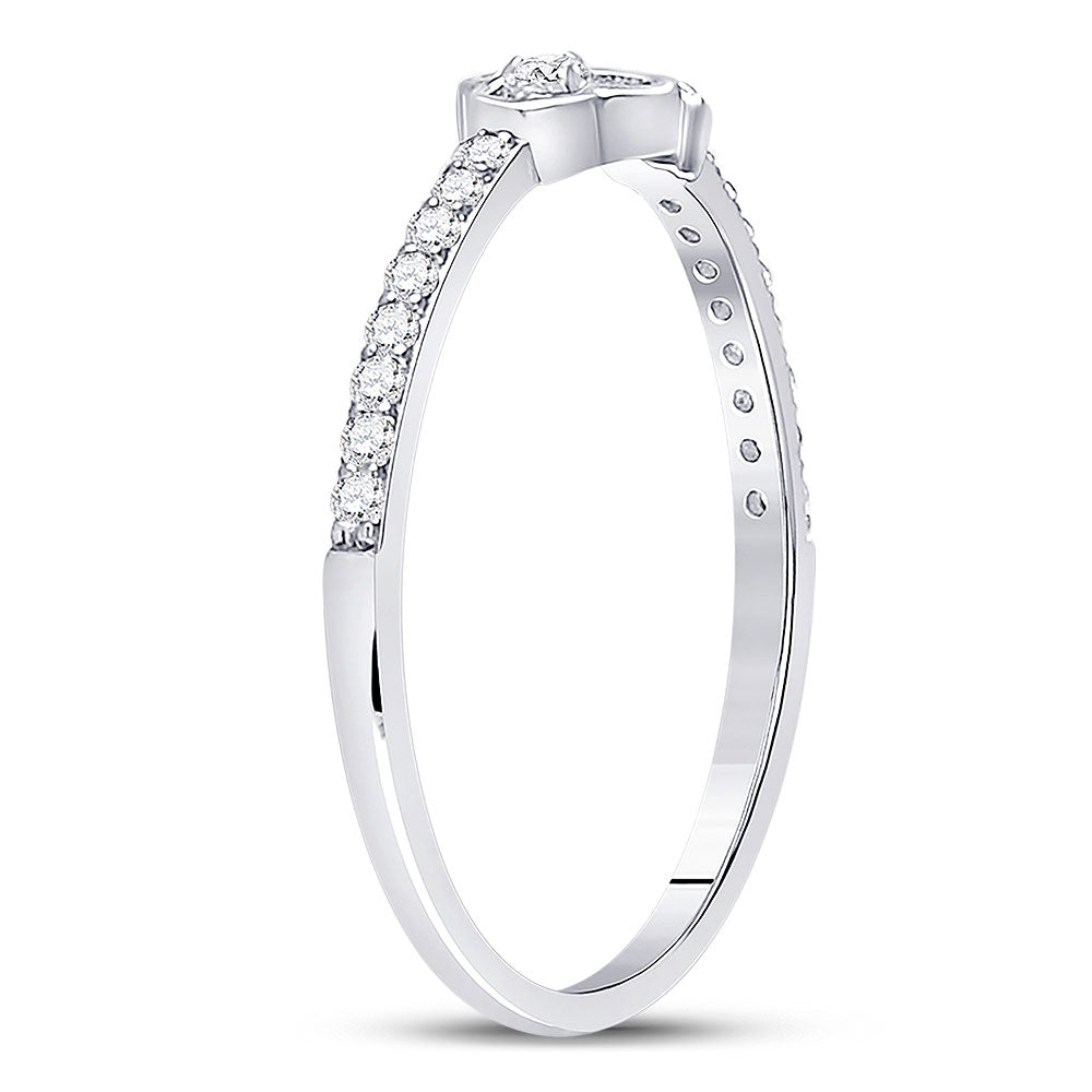 10K Yellow Or White Or Rose Gold Womens Round Diamond Spade Stackable Band Ring , Womens Size: 5-10