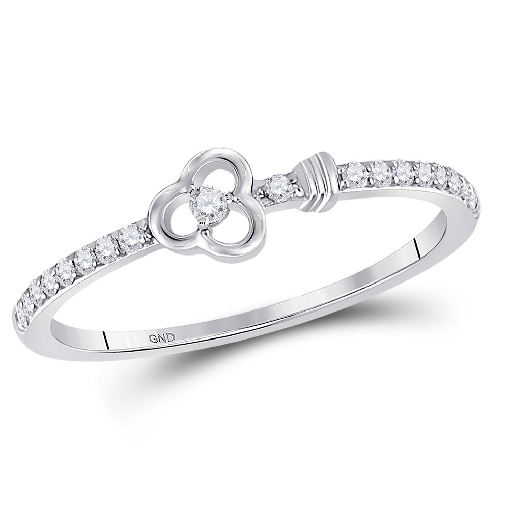 10K Yellow Or White Or Rose Gold Womens Round Diamond Spade Stackable Band Ring , Womens Size: 5-10