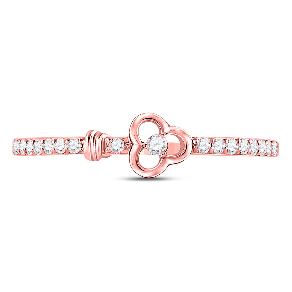 10K Yellow Or White Or Rose Gold Womens Round Diamond Spade Stackable Band Ring , Womens Size: 5-10