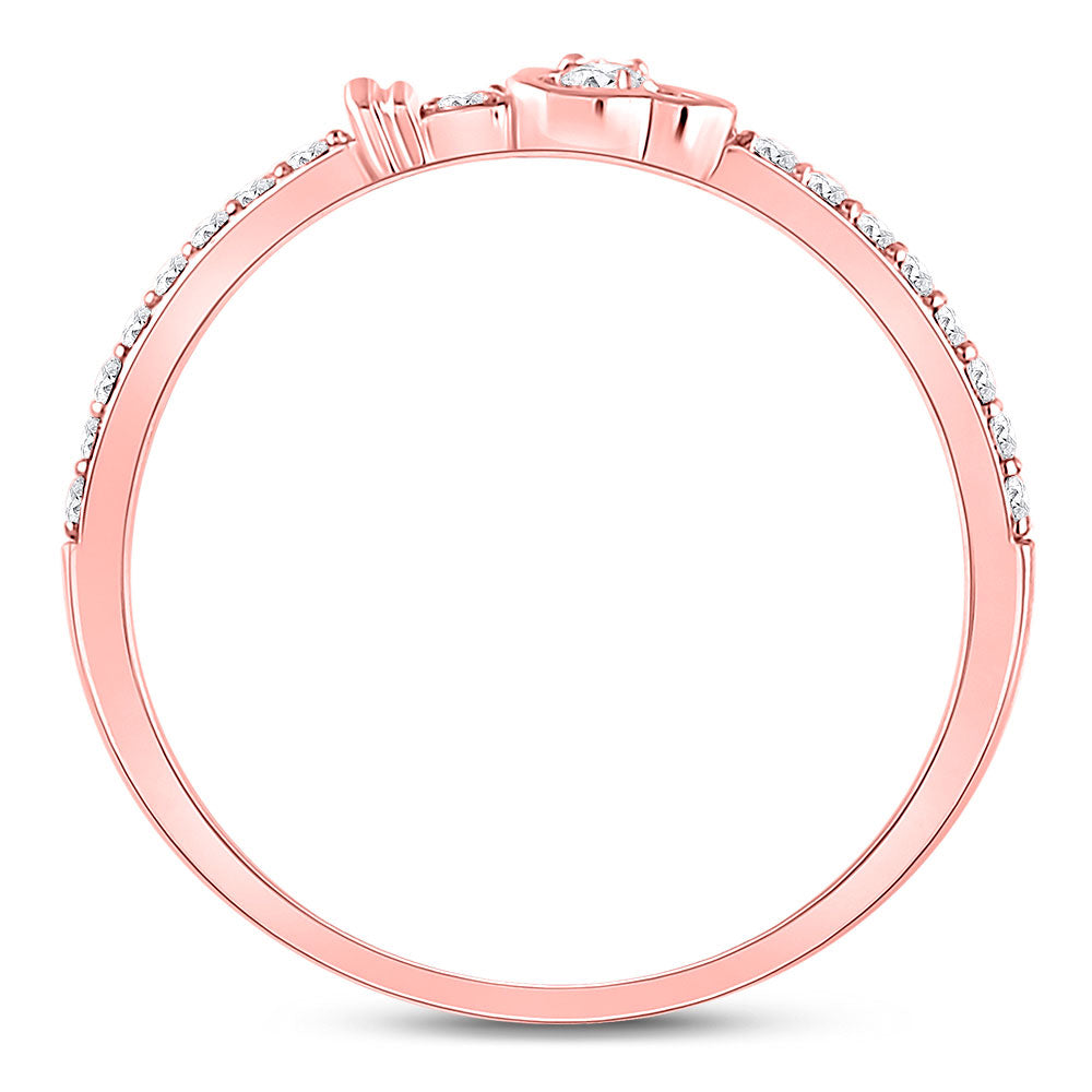 10K Yellow Or White Or Rose Gold Womens Round Diamond Spade Stackable Band Ring , Womens Size: 5-10