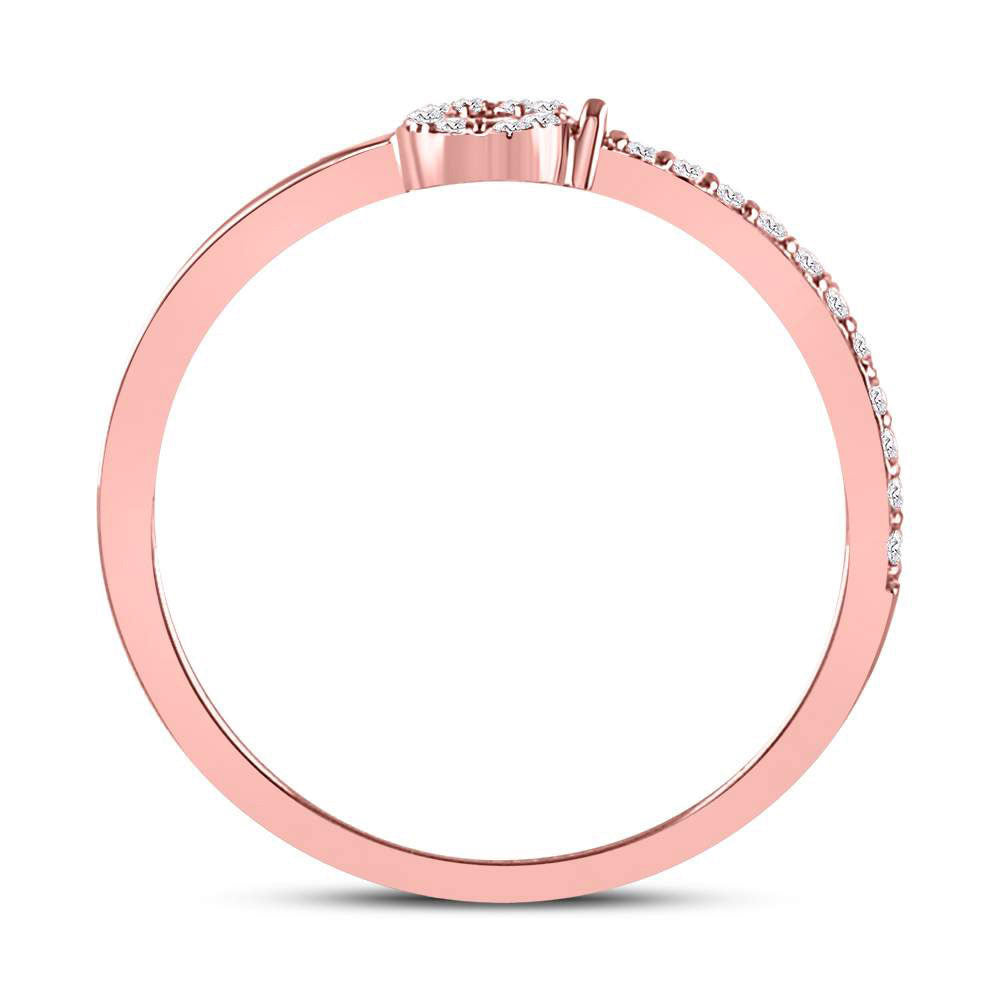10K Rose Gold Womens Round Diamond Key Stackable Band Ring 1/8 Cttw, Womens Size: 5-10