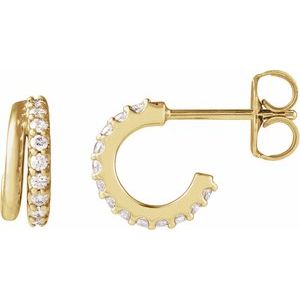 14K Yellow Gold Round 1.2 Mm 1/6 Ctw Lab-Grown Diamond Hoop Earrings
